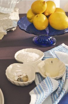 Сервірувальний піднос з трьома мисочками та морським мотивом - білий