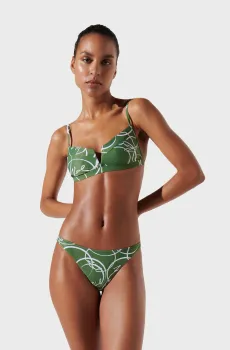 Женский зеленый лиф от купальника с узором KARL CIRCLE V-WIRE BIKINI TOP Зеленый XS Karl Lagerfeld 245W2200