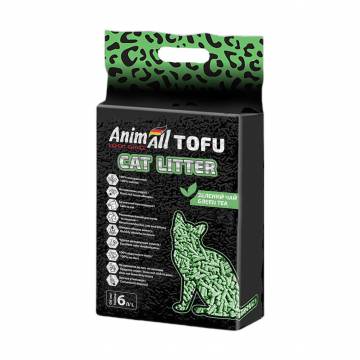 Соевый наполнитель для кошачьего туалета AnimAll Tofu комкующийся, с ароматом зеленого чая, 6 л, 2.6 кг