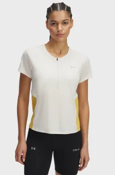 Женская белая футболка UA Trail Run Zip SS Белый M Under Armour 1389607-279