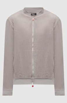Серый бомбер из льна