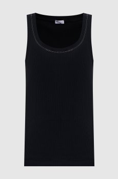 Черный топ в рубчике с цепочкой мониль