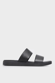 Мужские черные кожаные слайдеры DOUBLE STRAP Черный 40 Calvin Klein HM0HM01414