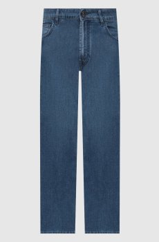 Синие джинсы с фактурным логотипом