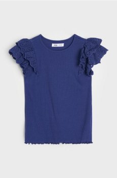 Футболка з трикотажу в рубчик - темно-синій