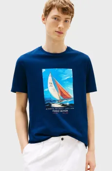 Мужская темно-синяя футболка COLOR PHOTO Синий XL Tommy Hilfiger MW0MW38615