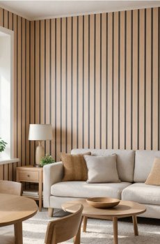 Самоклеюча шпалери з візерунком, що імітує жалюзі - бежевий