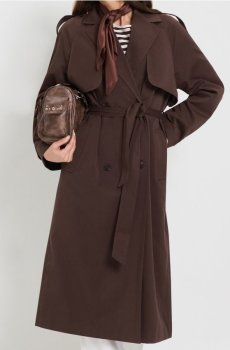 Класичний тренч з поясом - темно коричневий