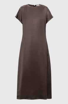 Коричневое платье миди