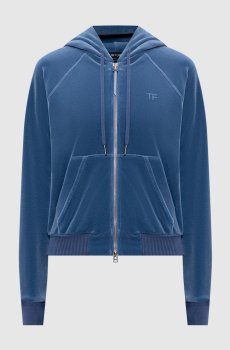 Синяя бархатная спортивная куртка с монограммой