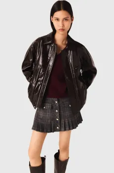 Женская темно-коричневая куртка Коричневый 38 MAJE MFPBL00804_Dark brown