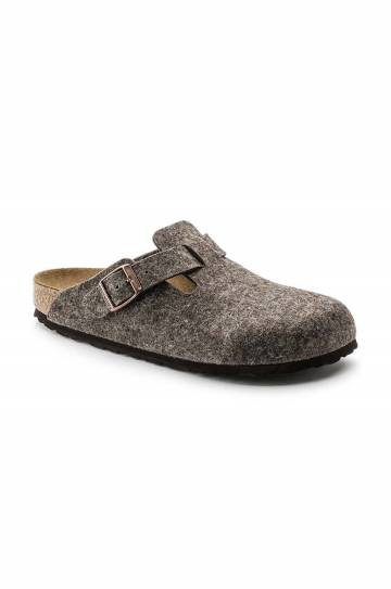 Тапки Birkenstock Boston цвет серый 160581 Тапки Birkenstock Boston цвет серый 160581