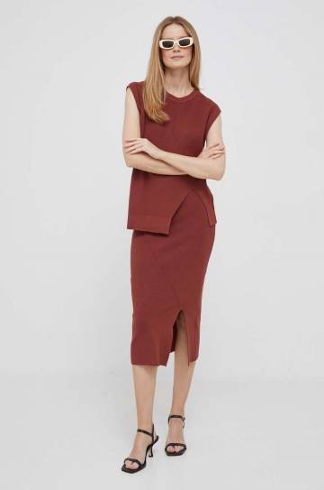 Юбка Dkny цвет красный maxi прямая Юбка Dkny цвет красный maxi прямая
