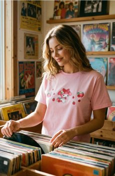 Бавовняна футболка з принтом My melody - рожевий