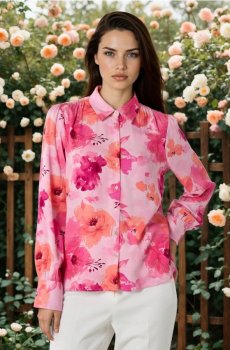 Віскозна сорочка з візерунком - різнобарвний