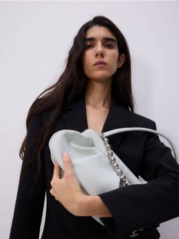 Reserved - Сумочка через плече з ланцюжком - блідо-зелений - 353GA-07X