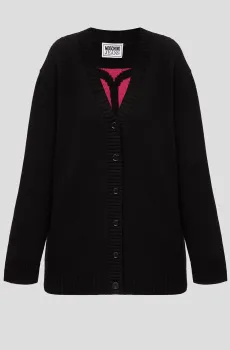 Женский черный шерстяной кардиган Черный S Moschino A0928.8706;3555