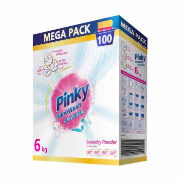 Универсальный стиральный порошок Pinky NanoWash Universal, 100 стирок, 6 кг Универсальный стиральный порошок Pinky NanoWash Universal, 100 стирок, 6 кг