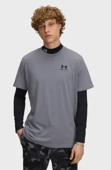 Мужская серая футболка UA M LOGO EMB HEAVYWEIGHT SS Серый XL Under Armour 1373997-024