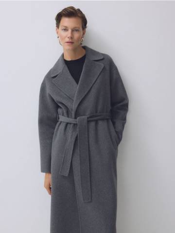 Reserved - Класичне пальто з тканини з додаванням вовни handmade - темно-сірий - VZ743-90X Reserved - Класичне пальто з тканини з додаванням вовни handmade - темно-сірий - VZ743-90X