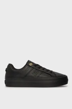 Женские черные кожаные сникерсы ESSENTIAL VULC SNEAKER MONOGRAM Черный 37 Tommy Hilfiger FW0FW07945