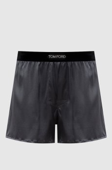 Серые боксеры из шелка с логотипом