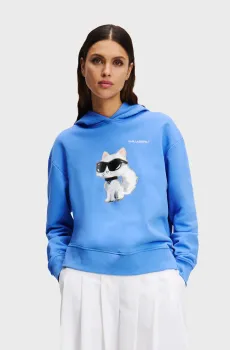 Женское голубое худи IKON AQUARELLE C HOODIE Голубой M Karl Lagerfeld A2W20070