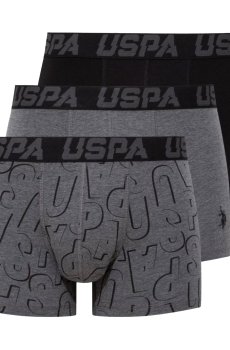 Трусы-боксеры мужские U.S. Polo Assn. 80496, Black/Anthracite Melange/Printed, размер XL, 3 шт