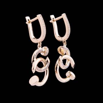 Эксклюзивные золотые серьги с фианитами с03349 Эксклюзивные золотые серьги с фианитами с03349