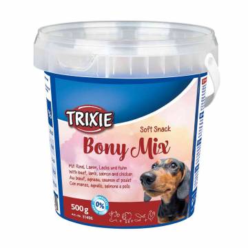 Лакомство для собак Trixie Soft Snack Bony Mix с говядиной, ягненком, лососем и курицей, 500 г Лакомство для собак Trixie Soft Snack Bony Mix с говядиной, ягненком, лососем и курицей, 500 г