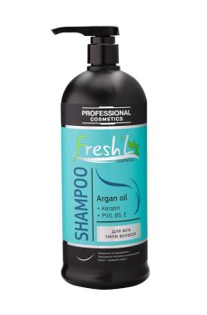 Шампунь FreshL Professional Shampoo для всех типов волос, с аргановым маслом, кератином и витаминами B5 и E, 1 л