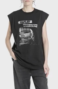 Женская черная футболка Черный M Replay W3409A.000.2660