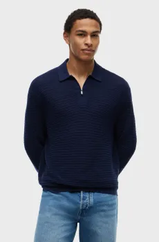 Мужское темно-синее поло KNITTED Синий L Tommy Hilfiger MW0MW43507