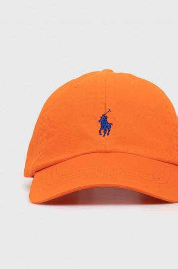 Хлопковая кепка Polo Ralph Lauren цвет оранжевый однотонная 211912843 Хлопковая кепка Polo Ralph Lauren цвет оранжевый однотонная 211912843
