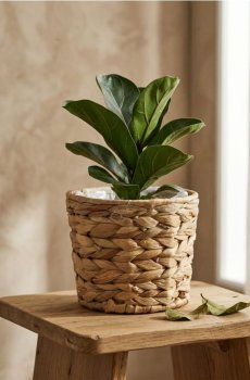 Плетений квітковий горщик - жовтий