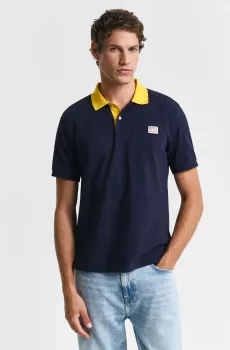 Мужское темно-синее поло CONTRAST SS POLO Синий S Gant 2014023