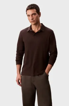 Мужское коричневое поло LS SUPIMA COTTON SOLID POLO Коричневый L Calvin Klein LV040EM909