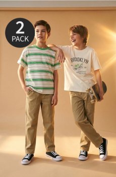 Бавовняна футболка 2 pack - кремовий