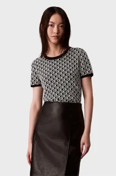 Женский черный джемпер с узором Cap Sleeve Snowy Baby Черный S Calvin Klein LV044D313G