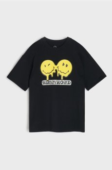Бавовняна футболка з принтом Smiley World - чорний