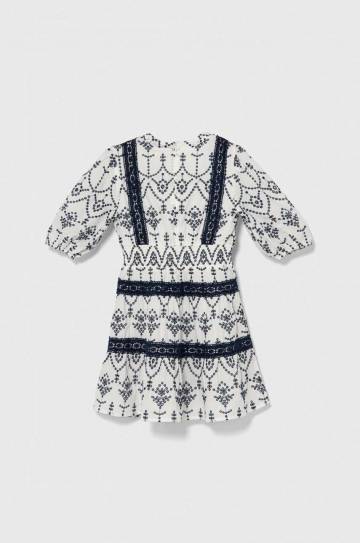 Хлопковое детское платье Guess цвет белый mini расклешённая Хлопковое детское платье Guess цвет белый mini расклешённая