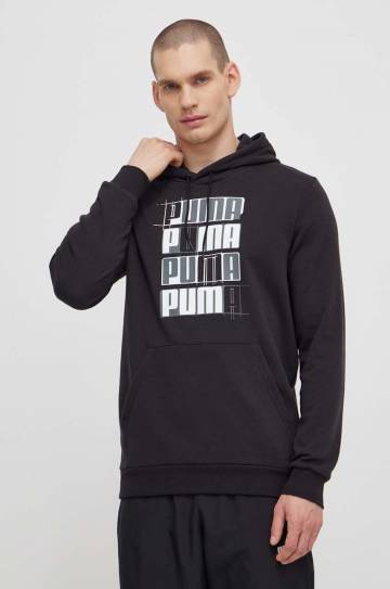 Кофта Puma мужская цвет чёрный с капюшоном с принтом 678978 Кофта Puma мужская цвет чёрный с капюшоном с принтом 678978