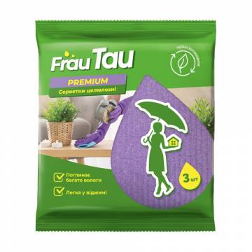 Салфетки для уборки Frau Tau Premium целлюлозные, 3 шт
