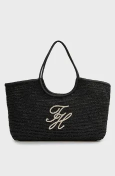 Женская черная сумка ELEV MAXI RAFFIA Черный ONESIZE Tommy Hilfiger AW0AW18633