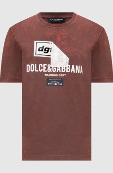 Коричневая футболка с принтом логотипа