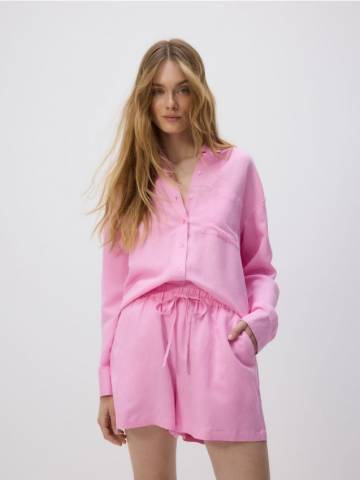 Reserved - Шорти з домішкою льону - рожевий - 273BV-30X