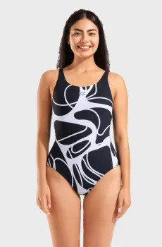 Женский черный купальник с узором SWIMSUIT ALINA WING BACK Черный 38 Arena 010836-510