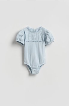 Reserved - Боді з ажурною вставкою - блідо-блакитний - 088HU-05X