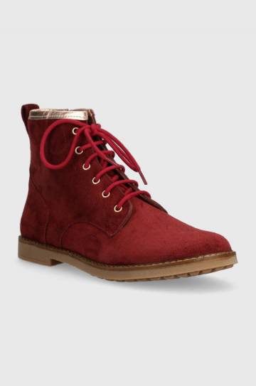 Детские замшевые ботинки Pom Dapi TRIP HI LACE цвет бордовый