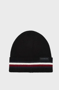 Мужская черная шерстяная шапка CORPORATE Черный ONESIZE Tommy Hilfiger AM0AM11484